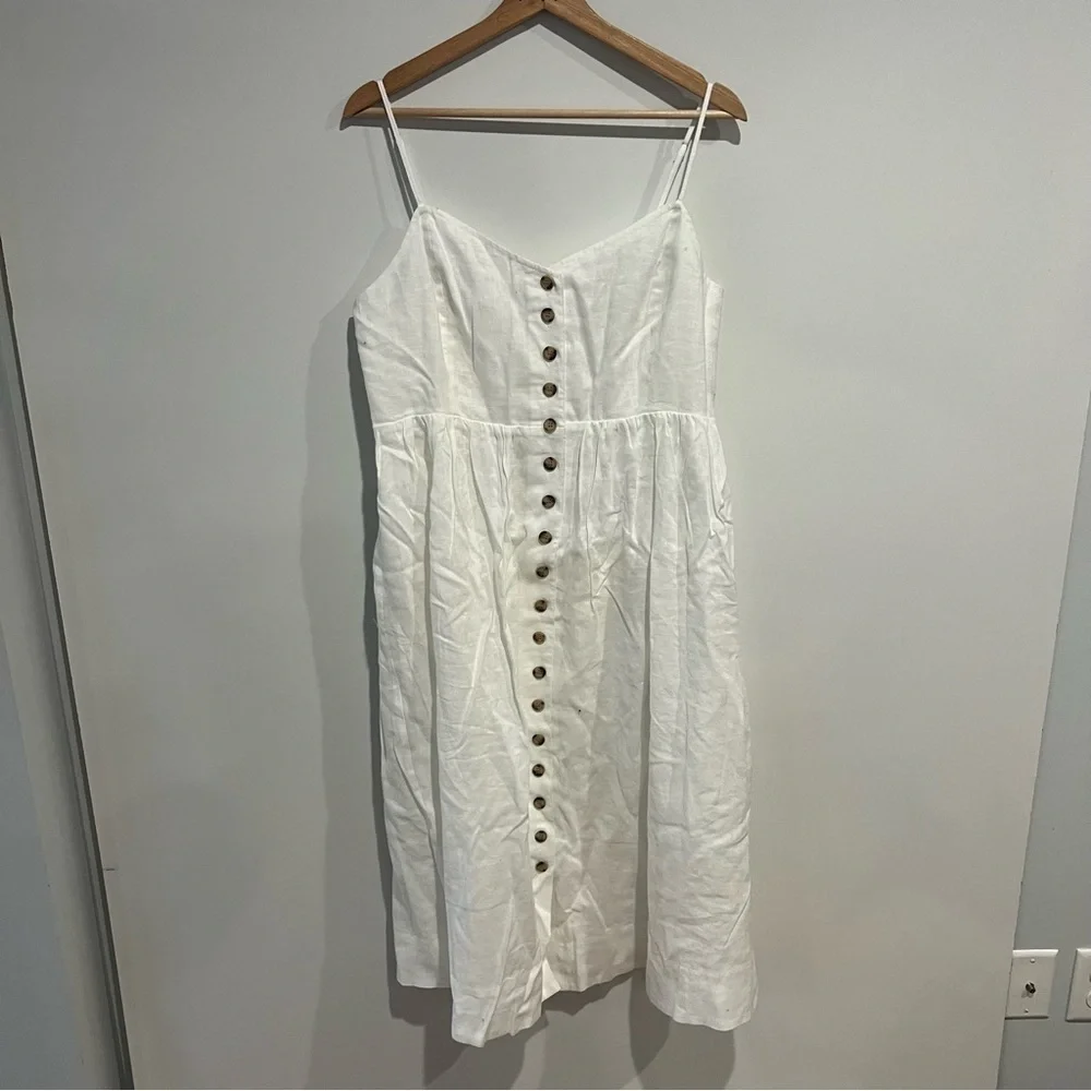 NWT Madewell Linen-Cotton Cami Button-Front Midi Dress - Picture 7 of 10